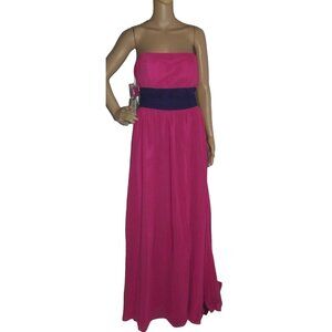 Pretty Maids Dress 12 Magenta Pink Purple Long Strapless Straps maxi bridesmaid